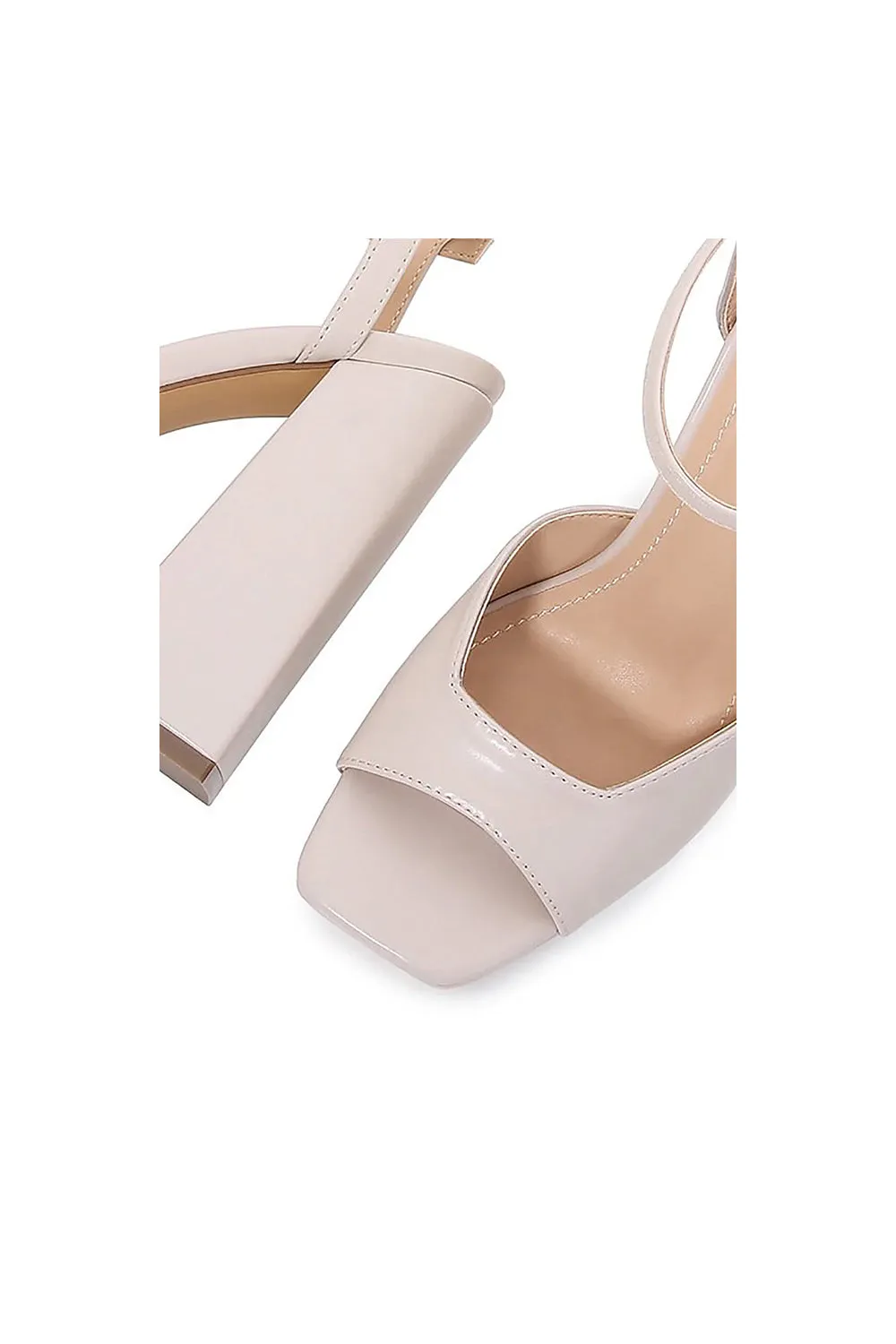 Ivory Chunky Heeled Ankle Strap Platform Sandal