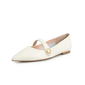 Jael Pointed Toe Beige Flats Womens