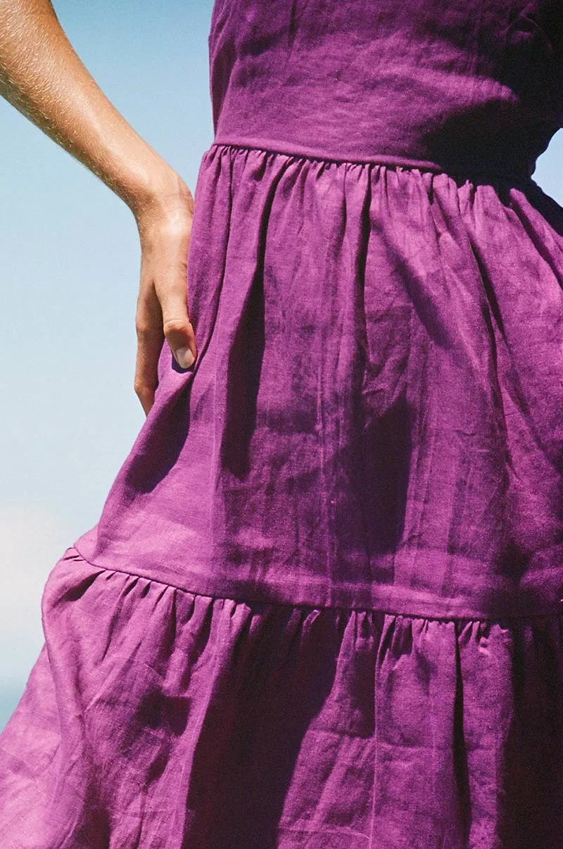 JOIE Midi Dress - purple linen cotton