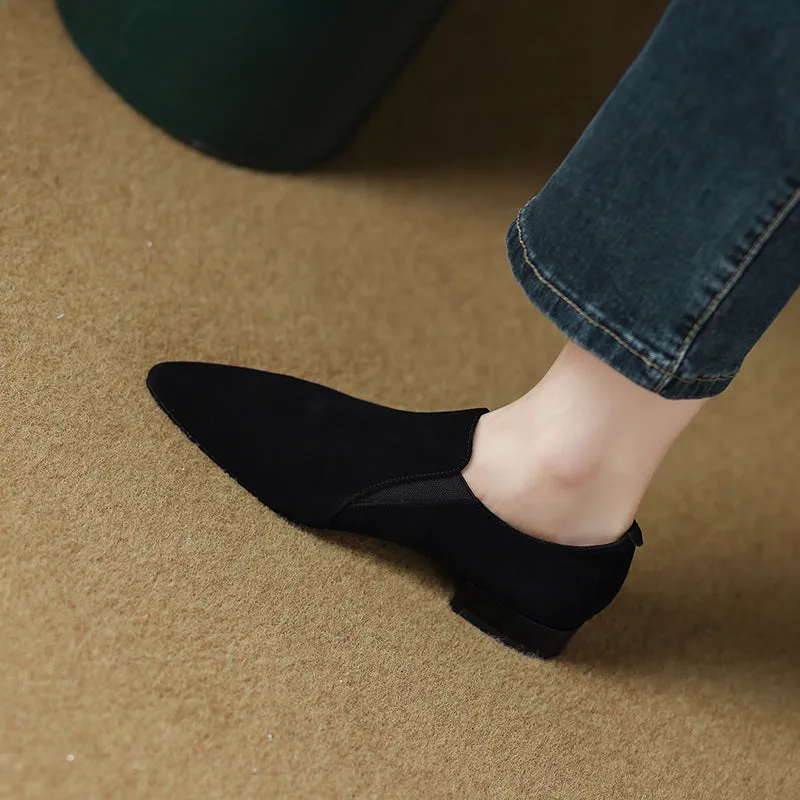 Jovie Pointed Toe Black Suede Flats