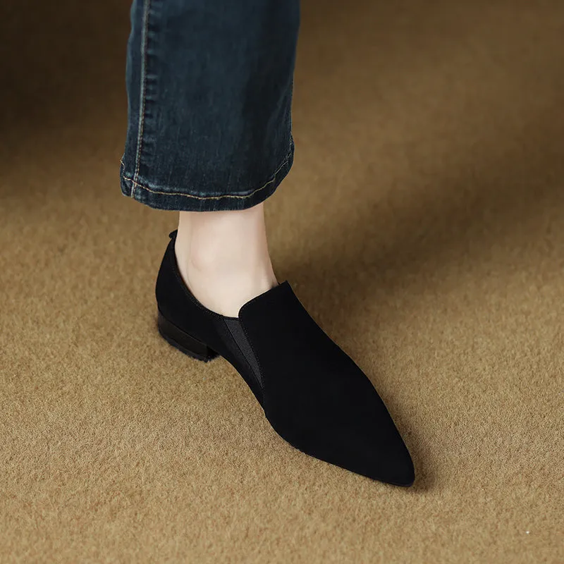 Jovie Pointed Toe Black Suede Flats