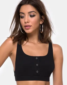 Kalica Crop Top in Rib Black