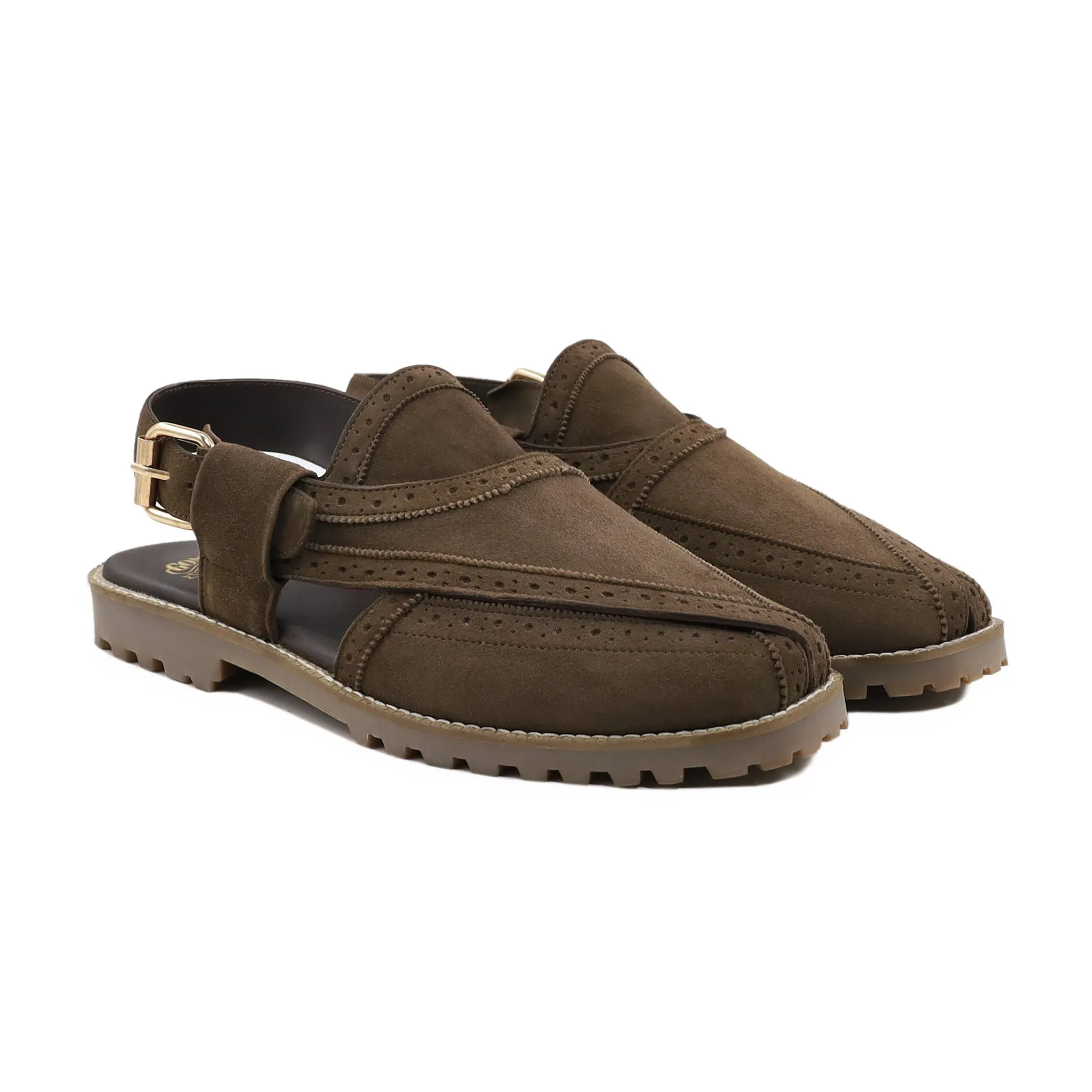 Kane - Dark Brown Kid Suede Sandal