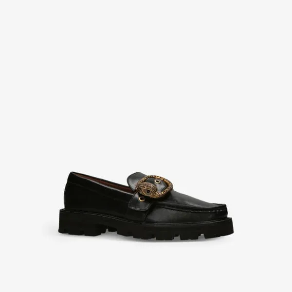 Kurt Geiger London Mayfair Leather Loafers with Crystals, Black