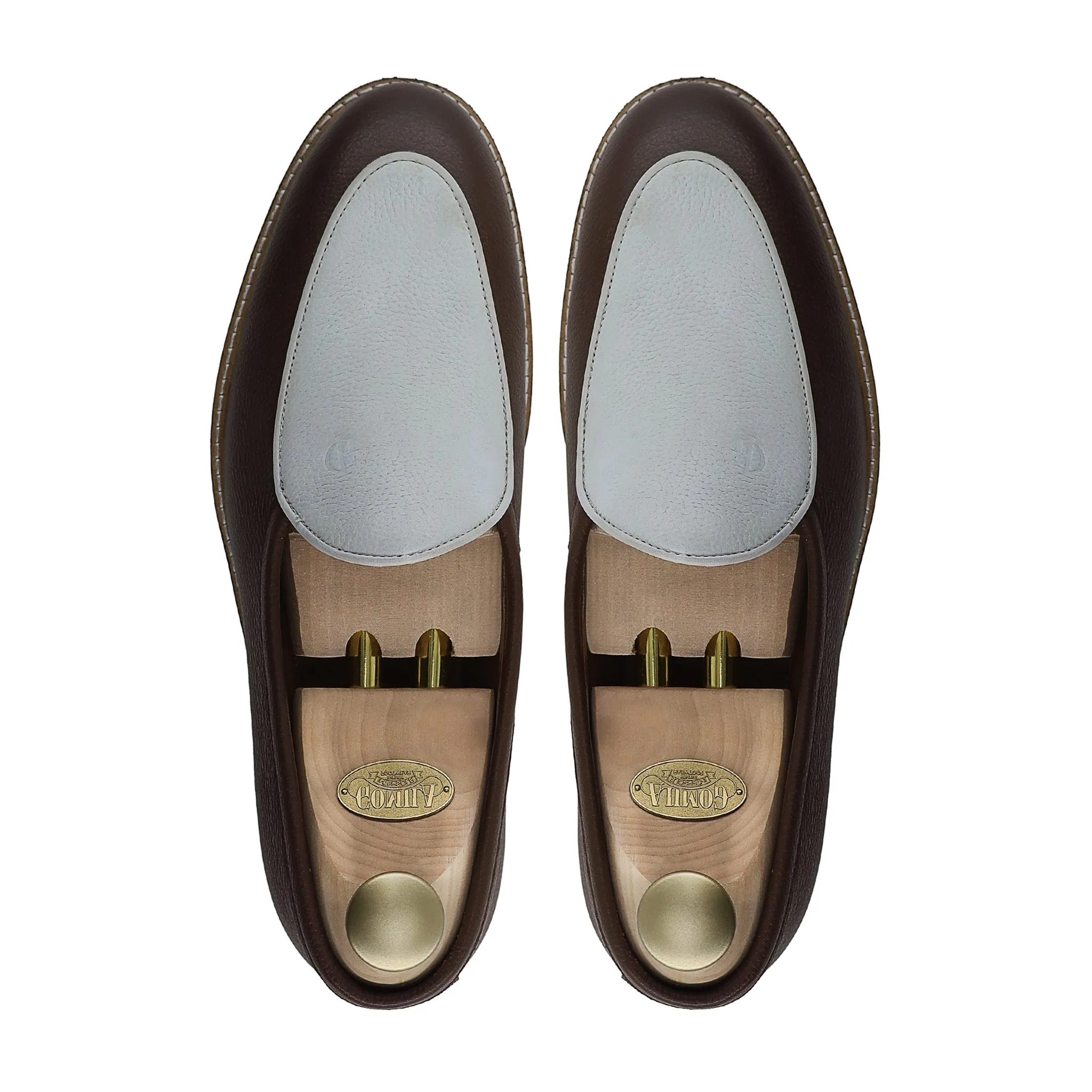 Kylian- Men's Brown and White Pebble Grain Leather Loafer