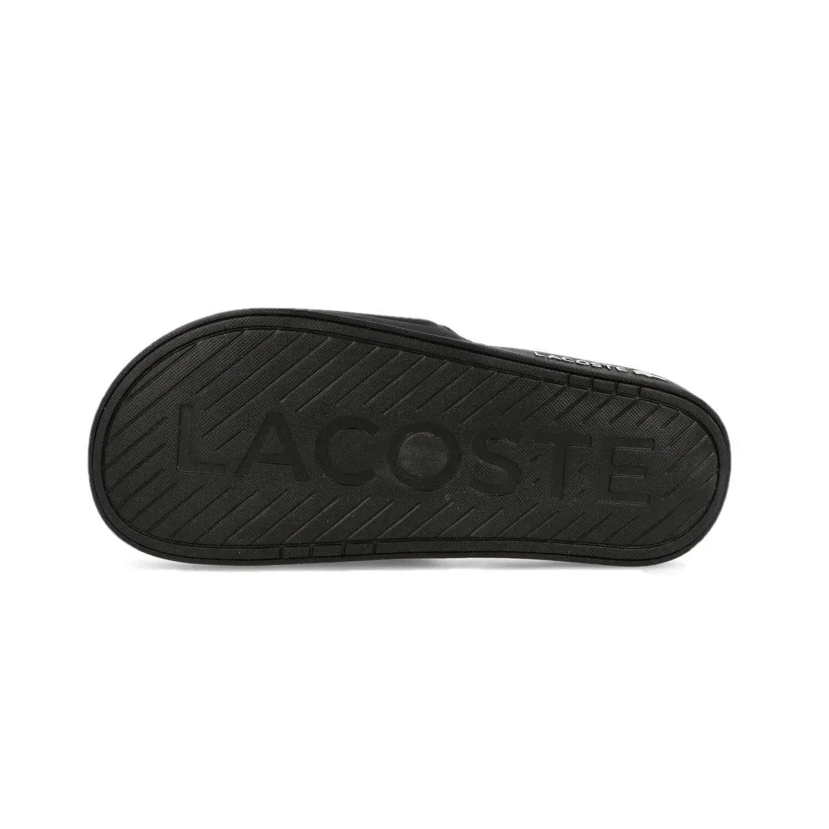 LACOSTE Croco Logo Strap Slides Black/White