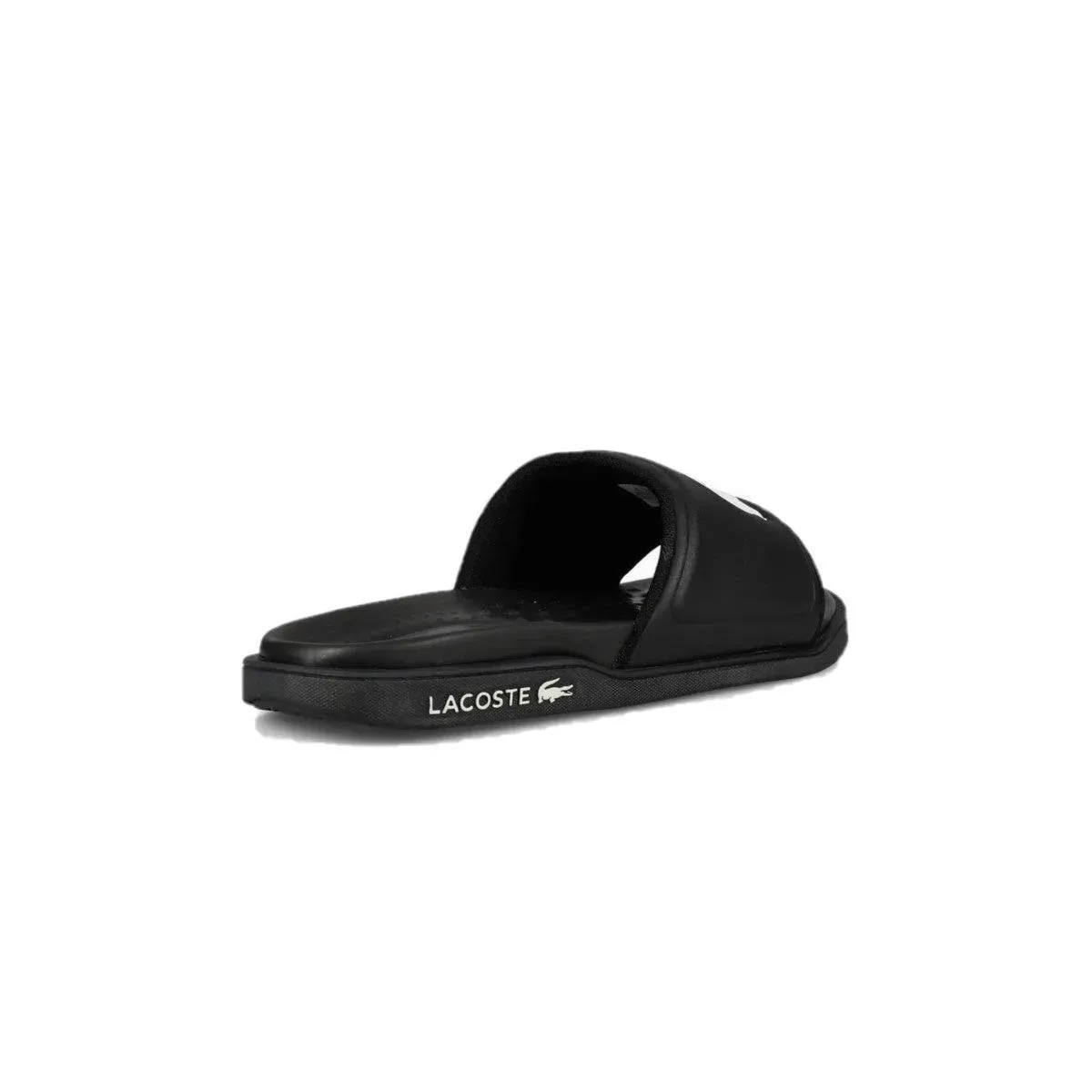 LACOSTE Croco Logo Strap Slides Black/White