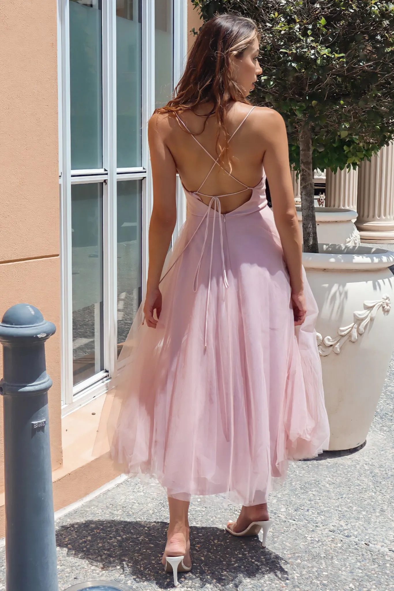 Latisha Tulle Midi Dress - Blush Pink