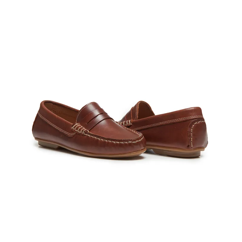 Leather Penny Loafers In Brown