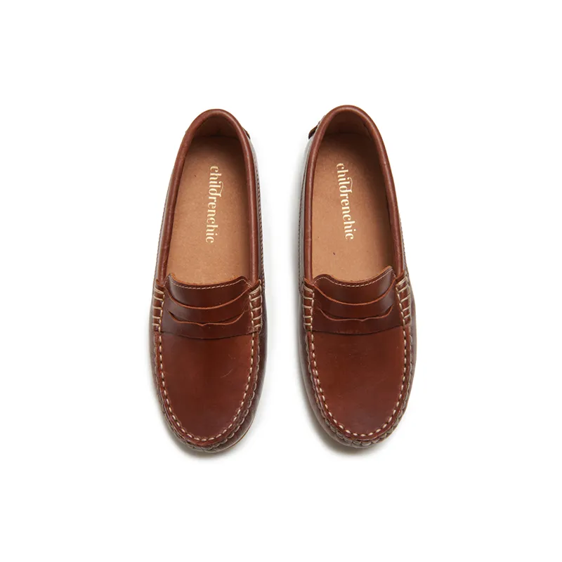 Leather Penny Loafers In Brown