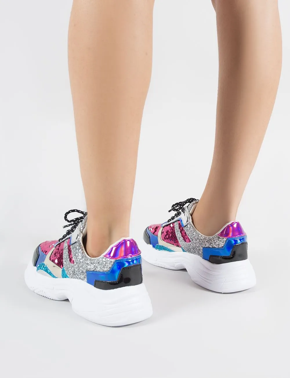 Leona Colourblock Sequin Chunky Trainers