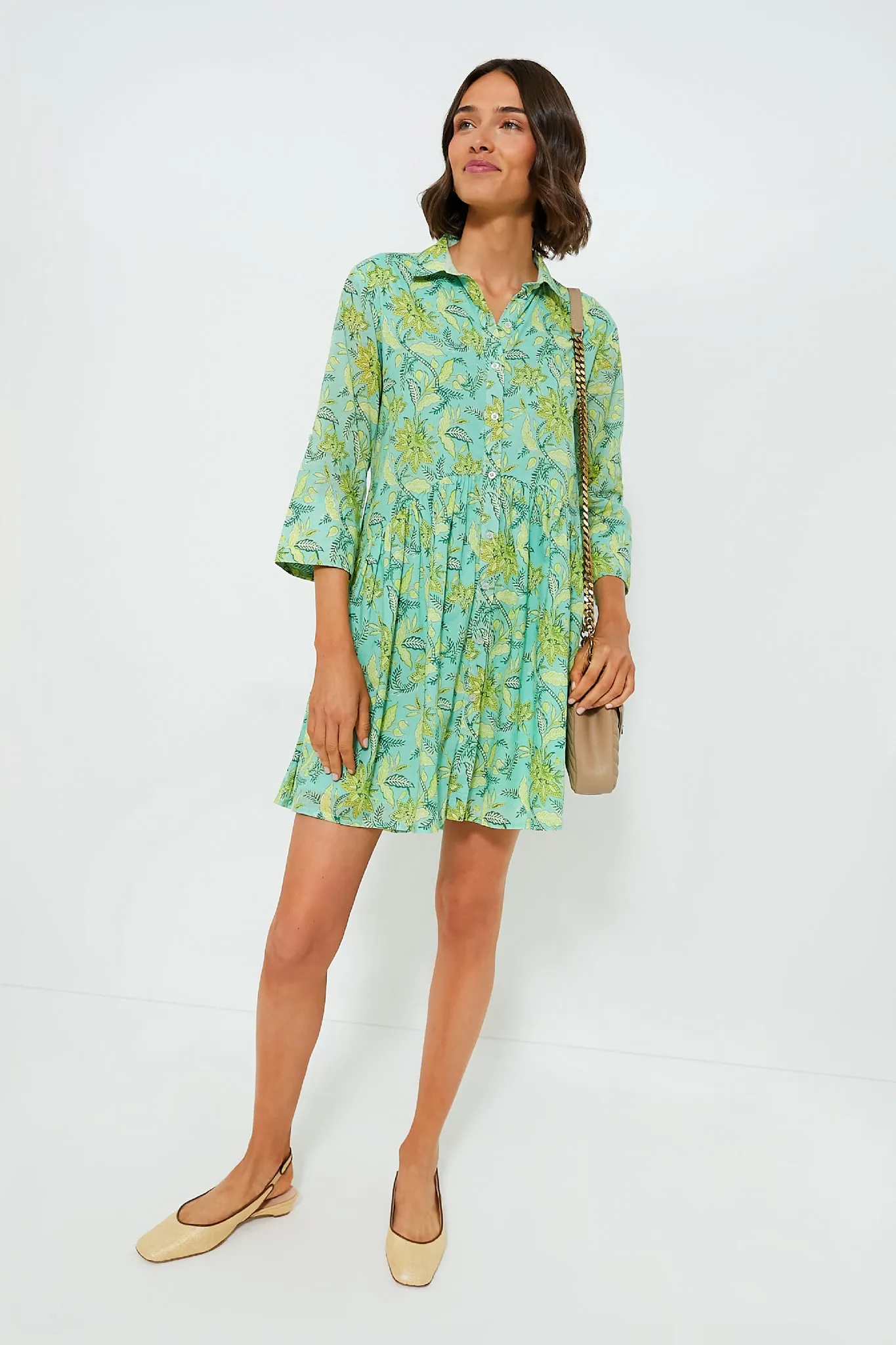 Light Green Tenango Deauville Short Dress