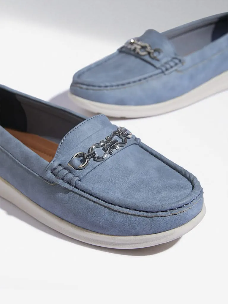 LUNA BLU Blue Hardware-Detailed Loafers