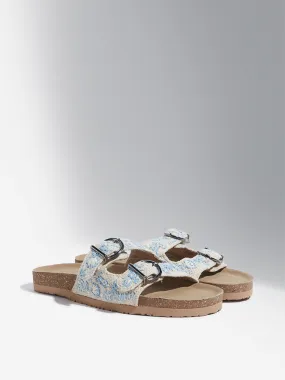 LUNA BLU Blue Seashell Embroidered Dual Band Sandals