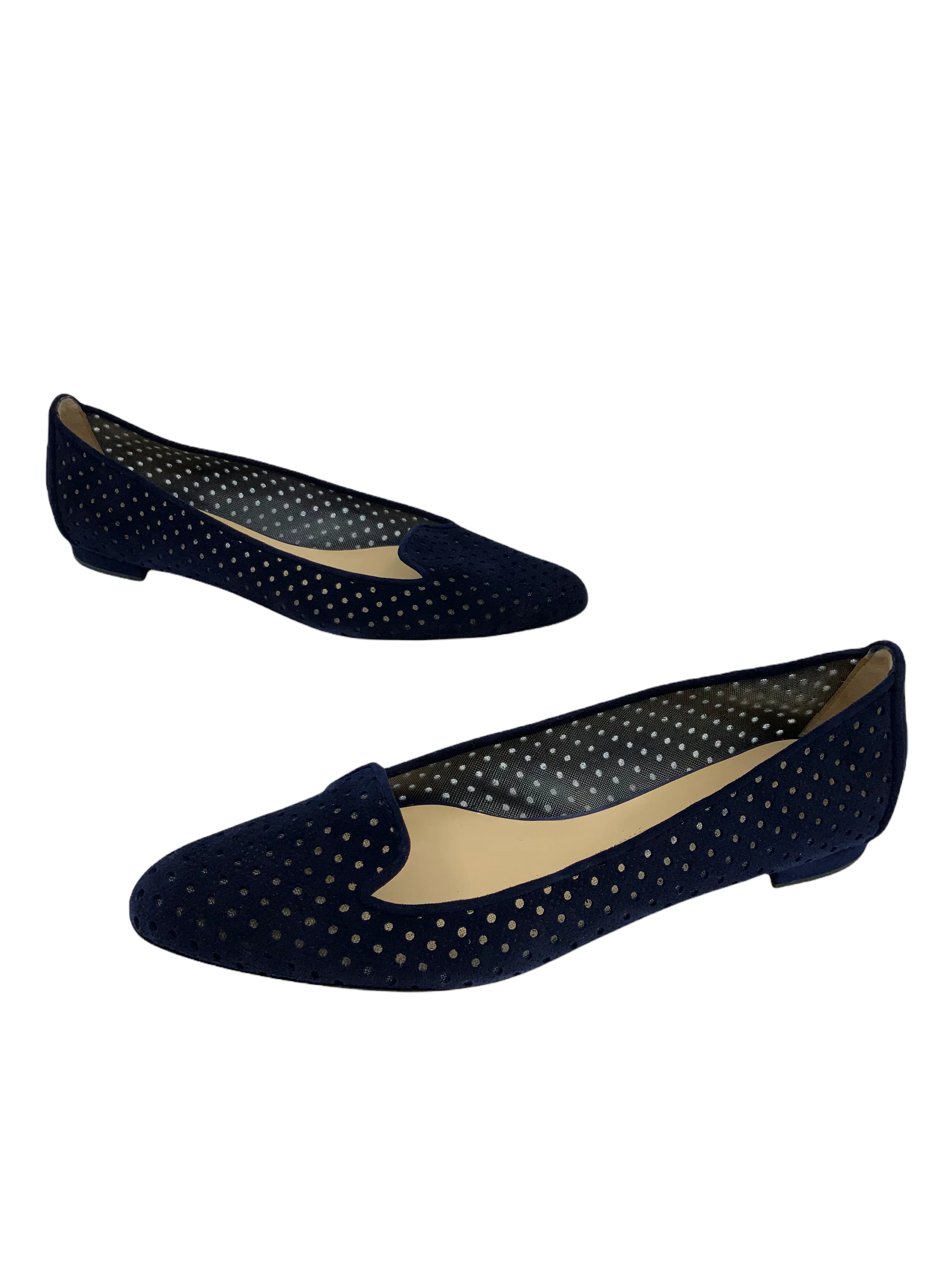 Manolo Blahnik Perforated Suede Skimmer Flat Size 8.5 NEW