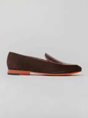 Marcel Embossed Loafer  Suede/ Brown