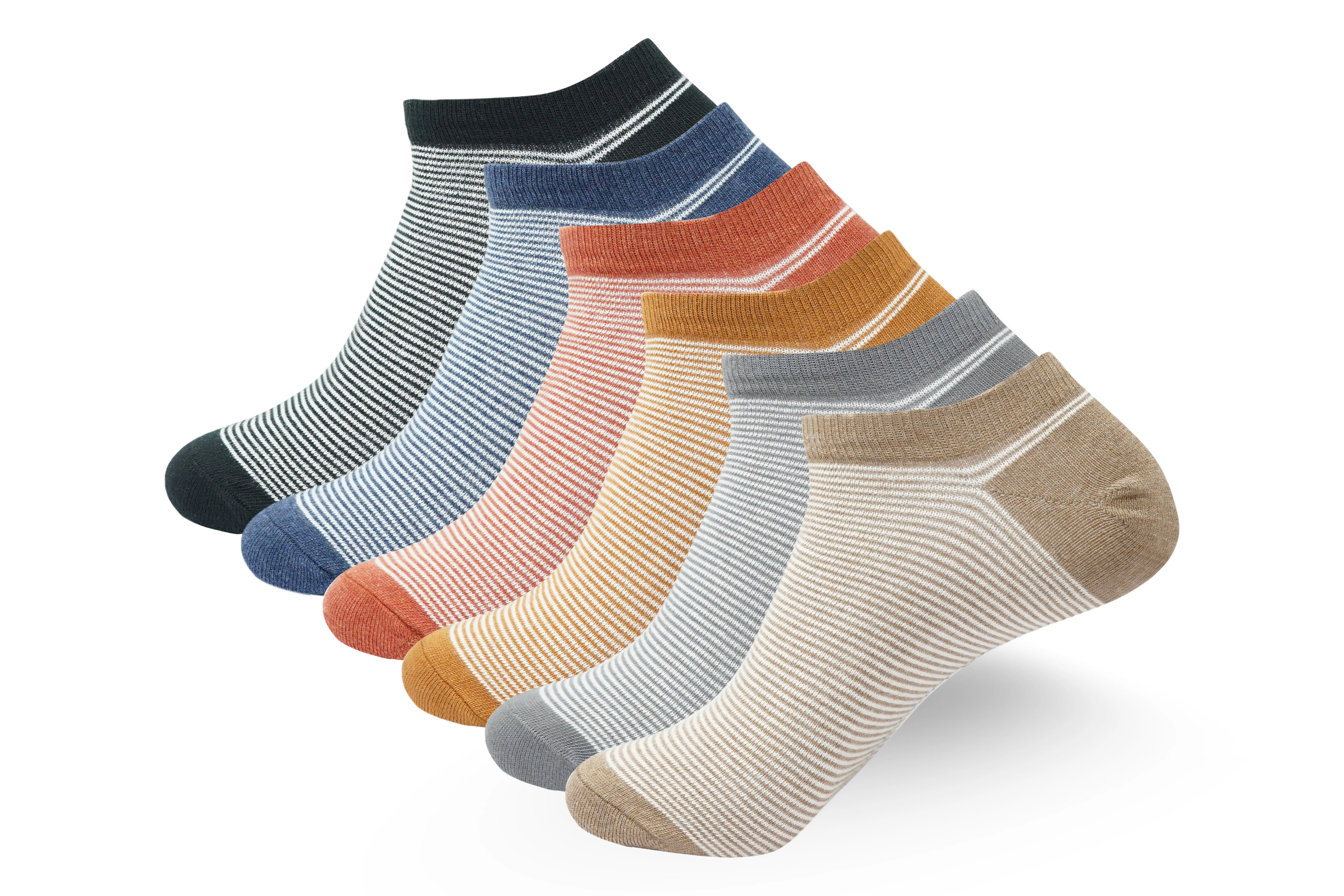 Men Striped Lowcut Ankle socks- Multicolor (6 Pair)