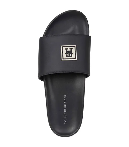 Men's Rubber Patch Leather Sandal Black