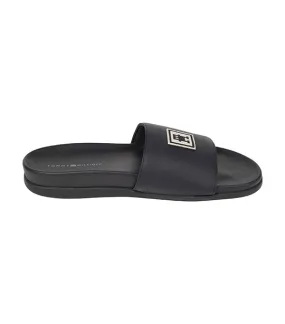 Men's Rubber Patch Leather Sandal Black