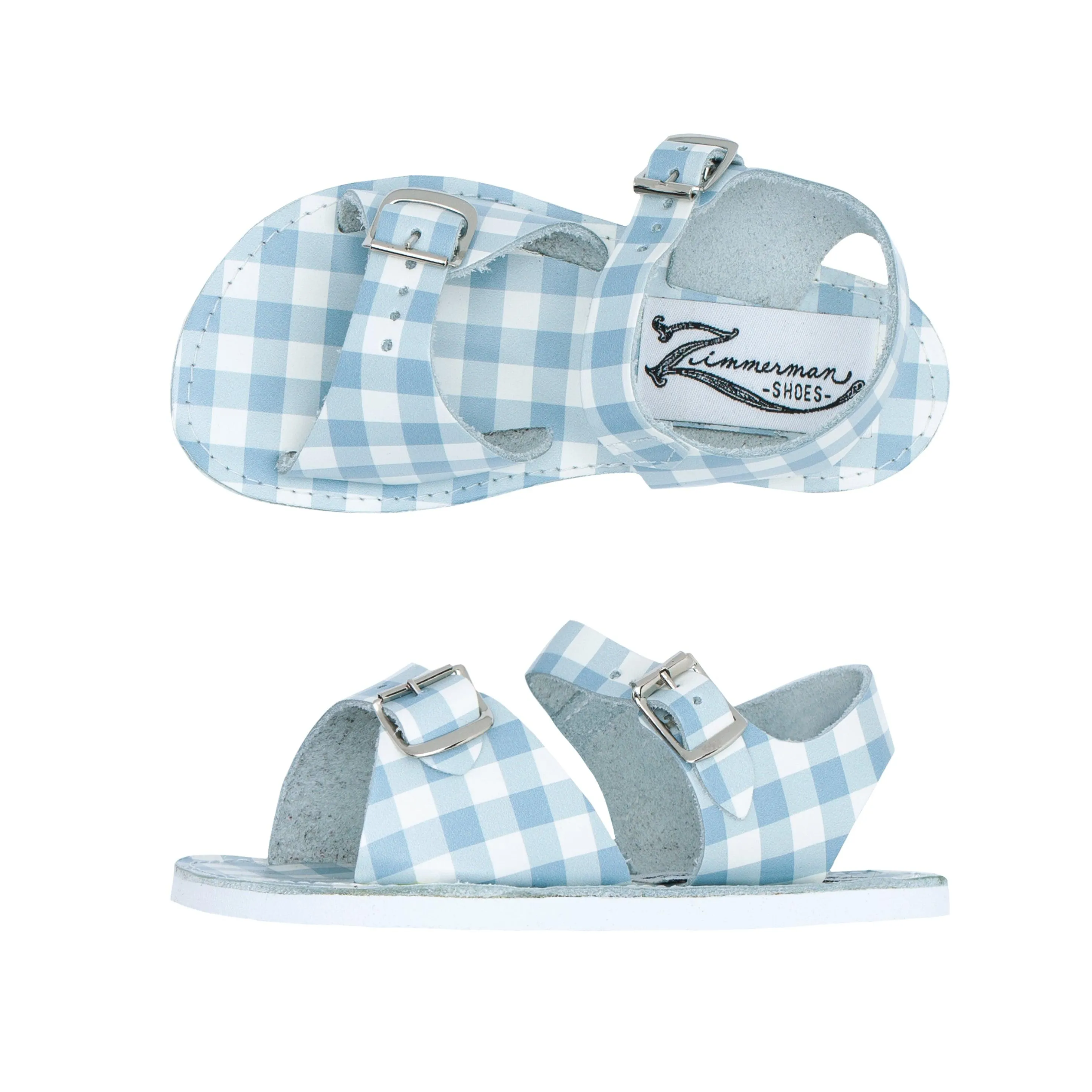 minnow x zimmerman oasis blue gingham sandal