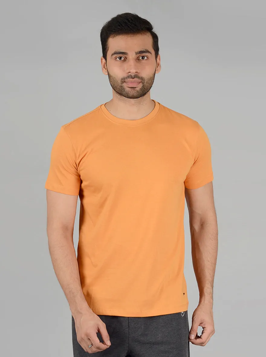 Mustard Yellow Solid Slim Fit T-Shirt | JadeBlue