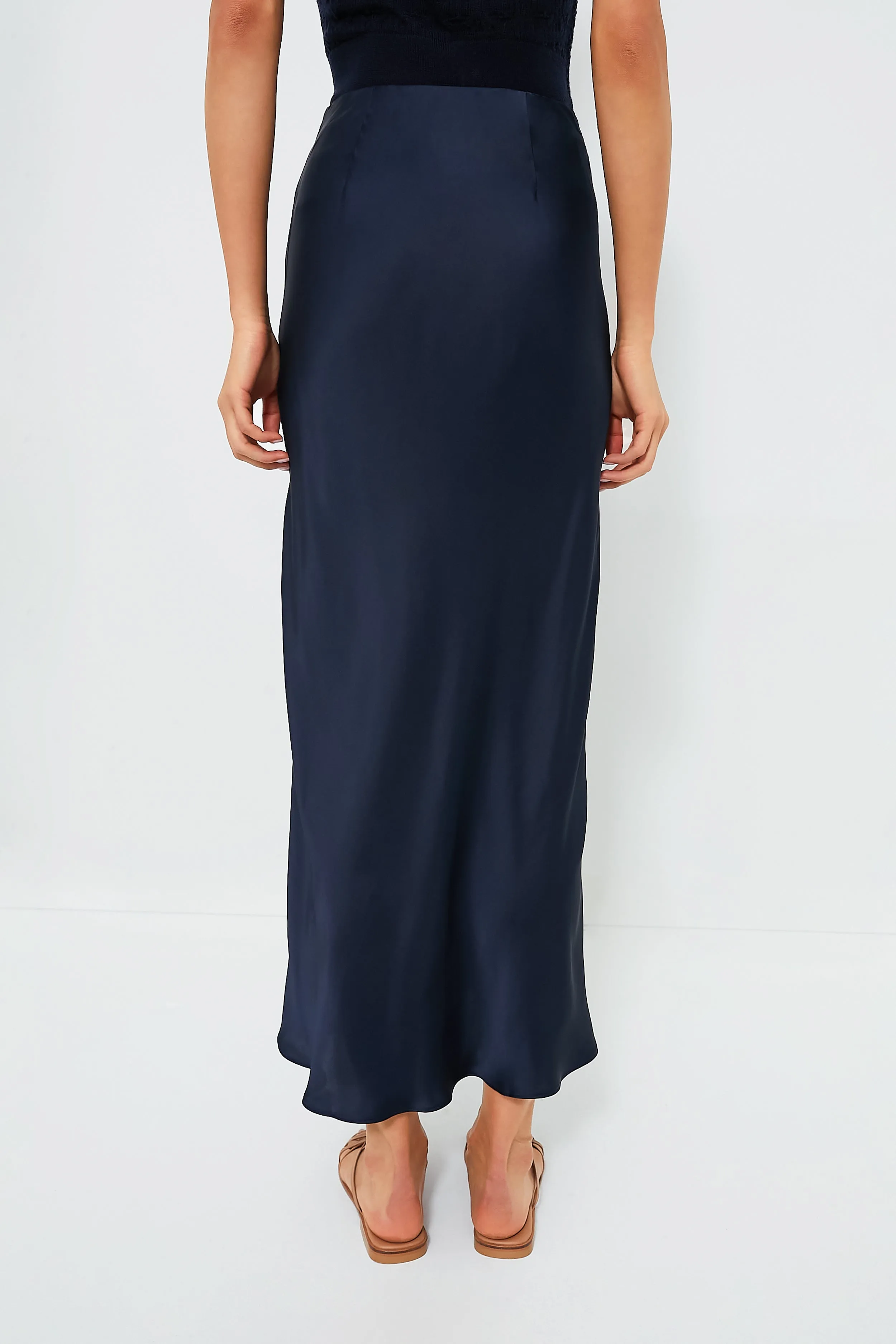 Nautical Navy Silky Slip Skirt