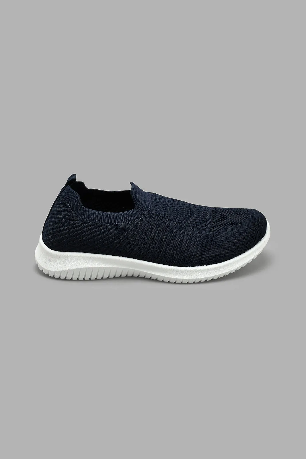 Navy Knitted Slip-On Trainer