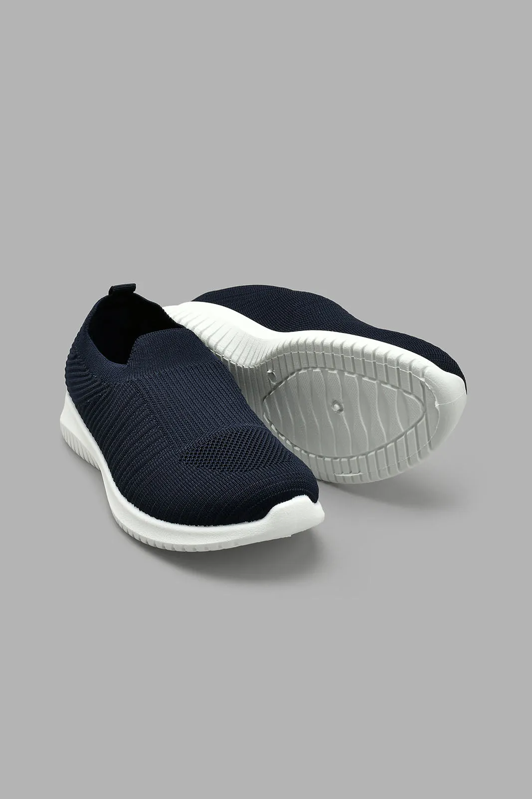 Navy Knitted Slip-On Trainer