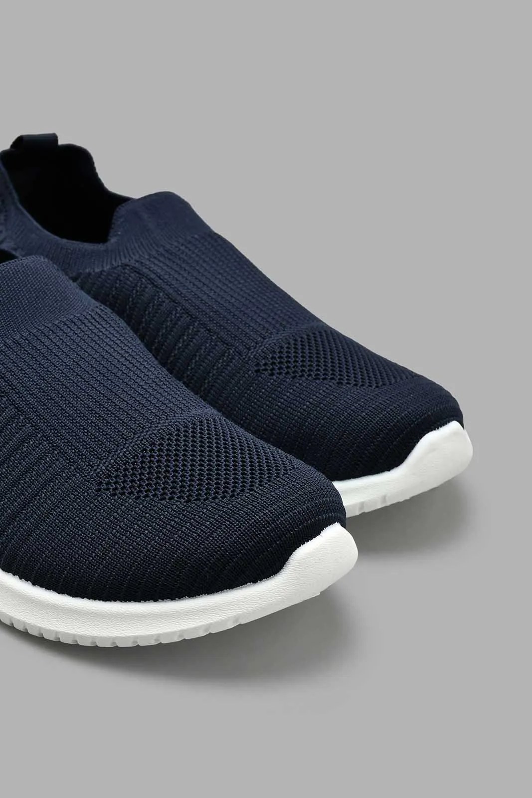 Navy Knitted Slip-On Trainer