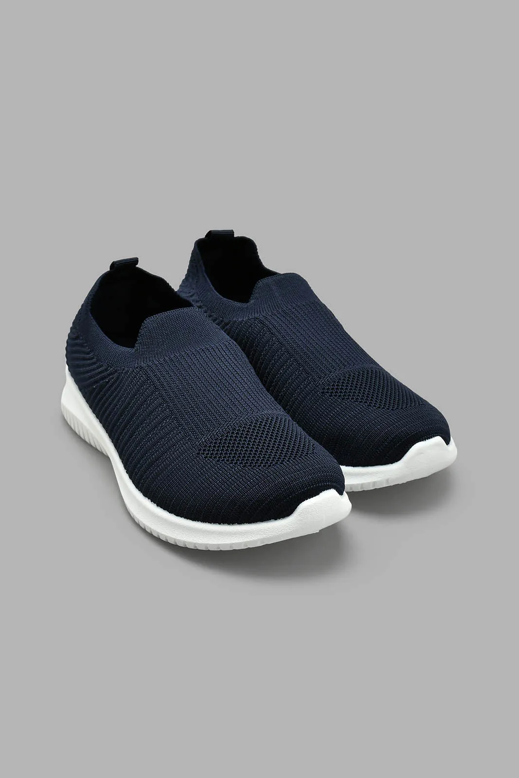 Navy Knitted Slip-On Trainer