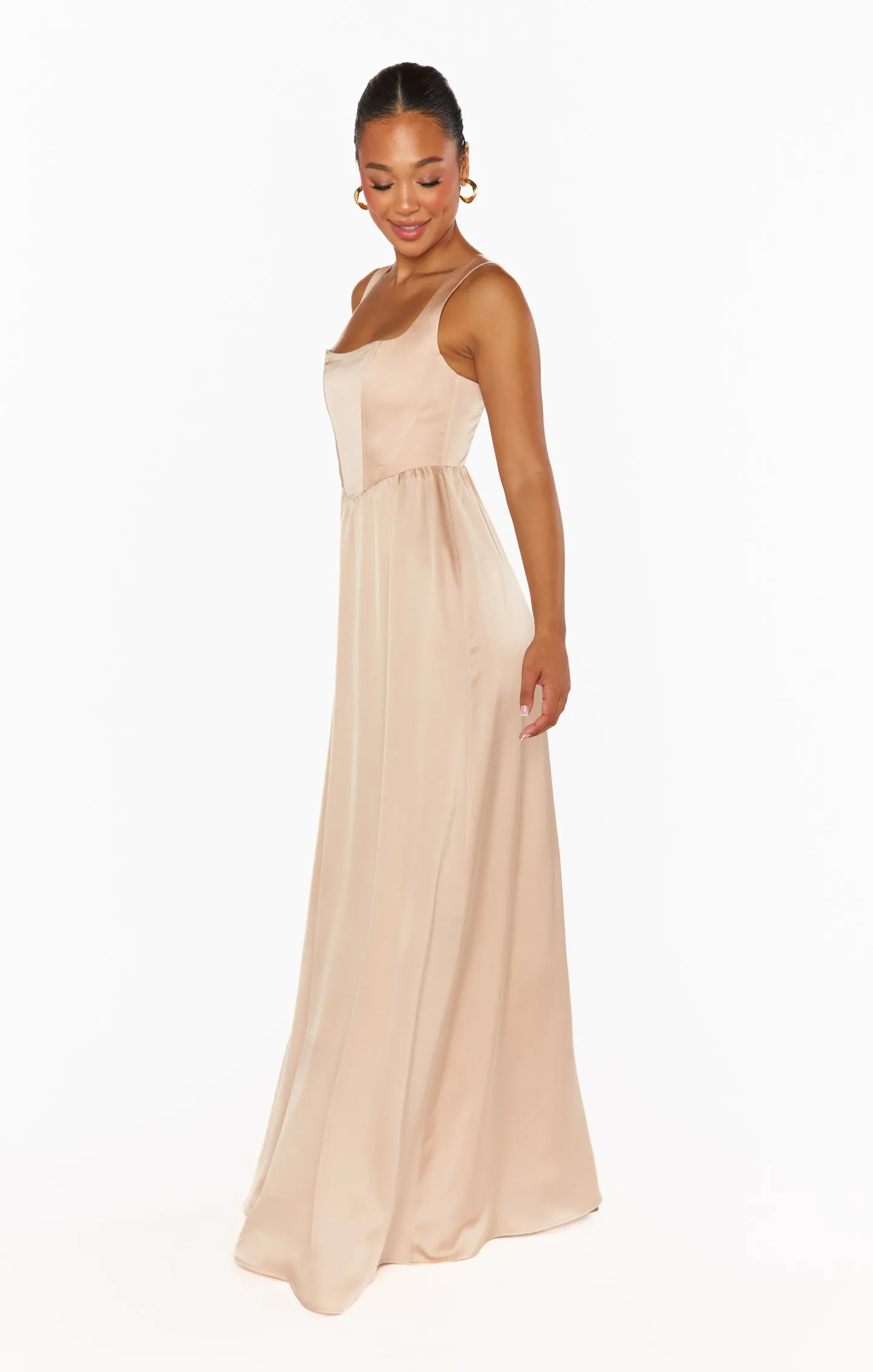 Nina Maxi Dress ~ Champagne Luxe Satin