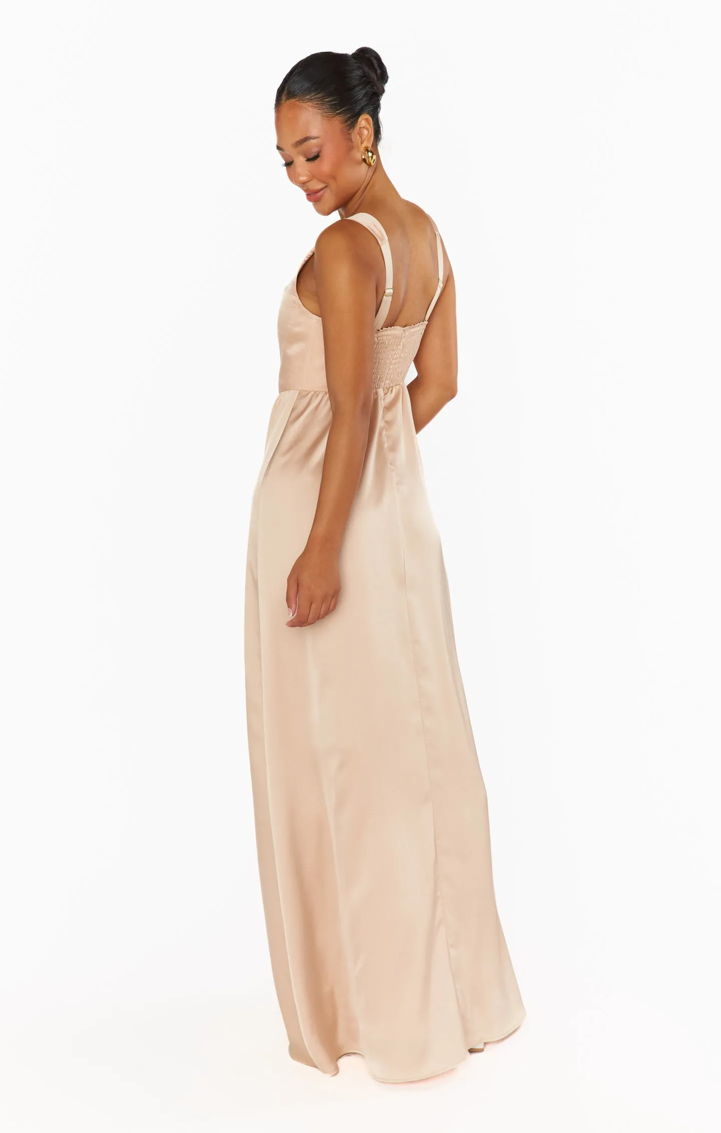 Nina Maxi Dress ~ Champagne Luxe Satin