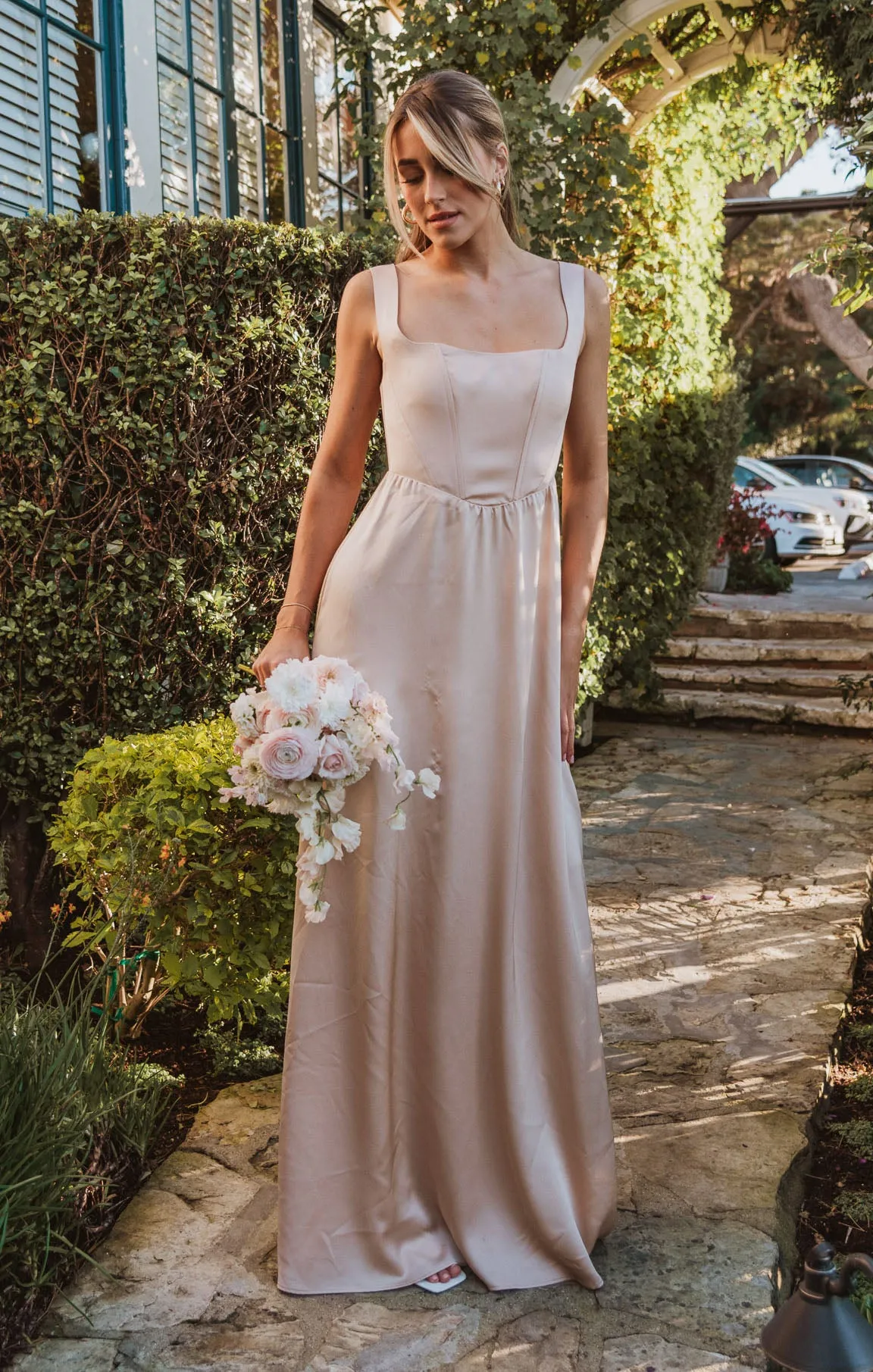 Nina Maxi Dress ~ Champagne Luxe Satin