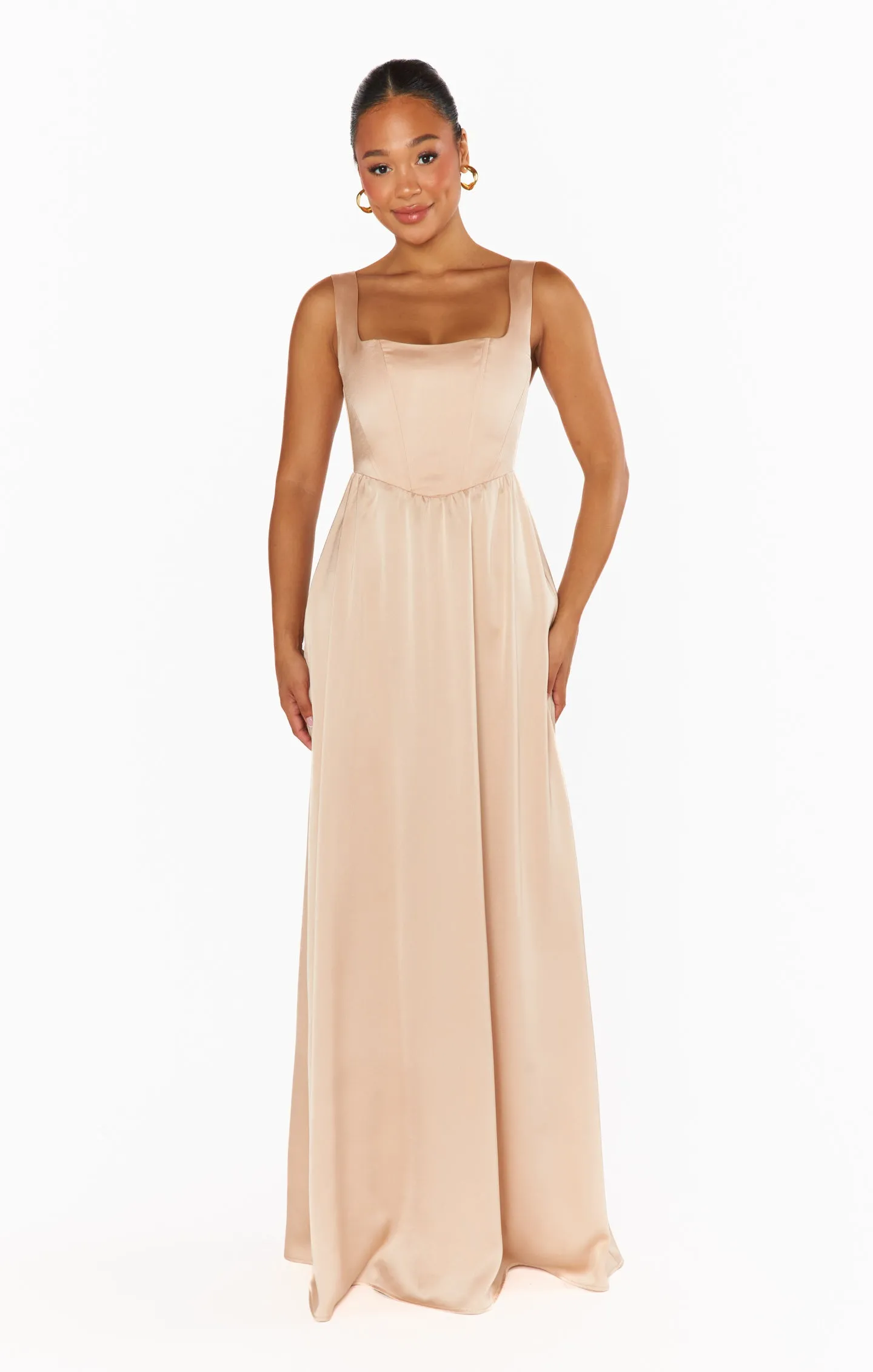 Nina Maxi Dress ~ Champagne Luxe Satin