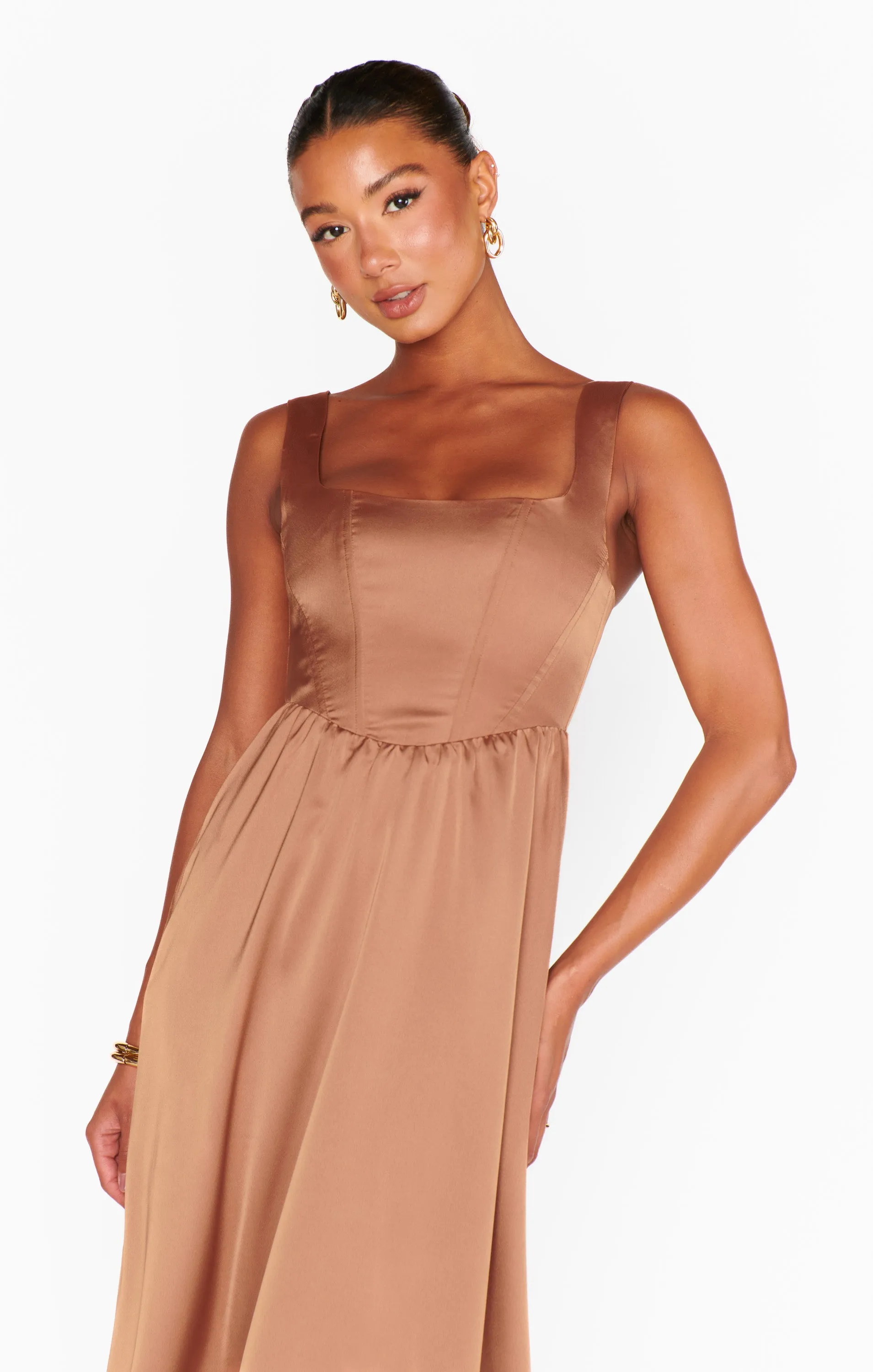 Nina Maxi Dress ~ Copper Luxe Satin