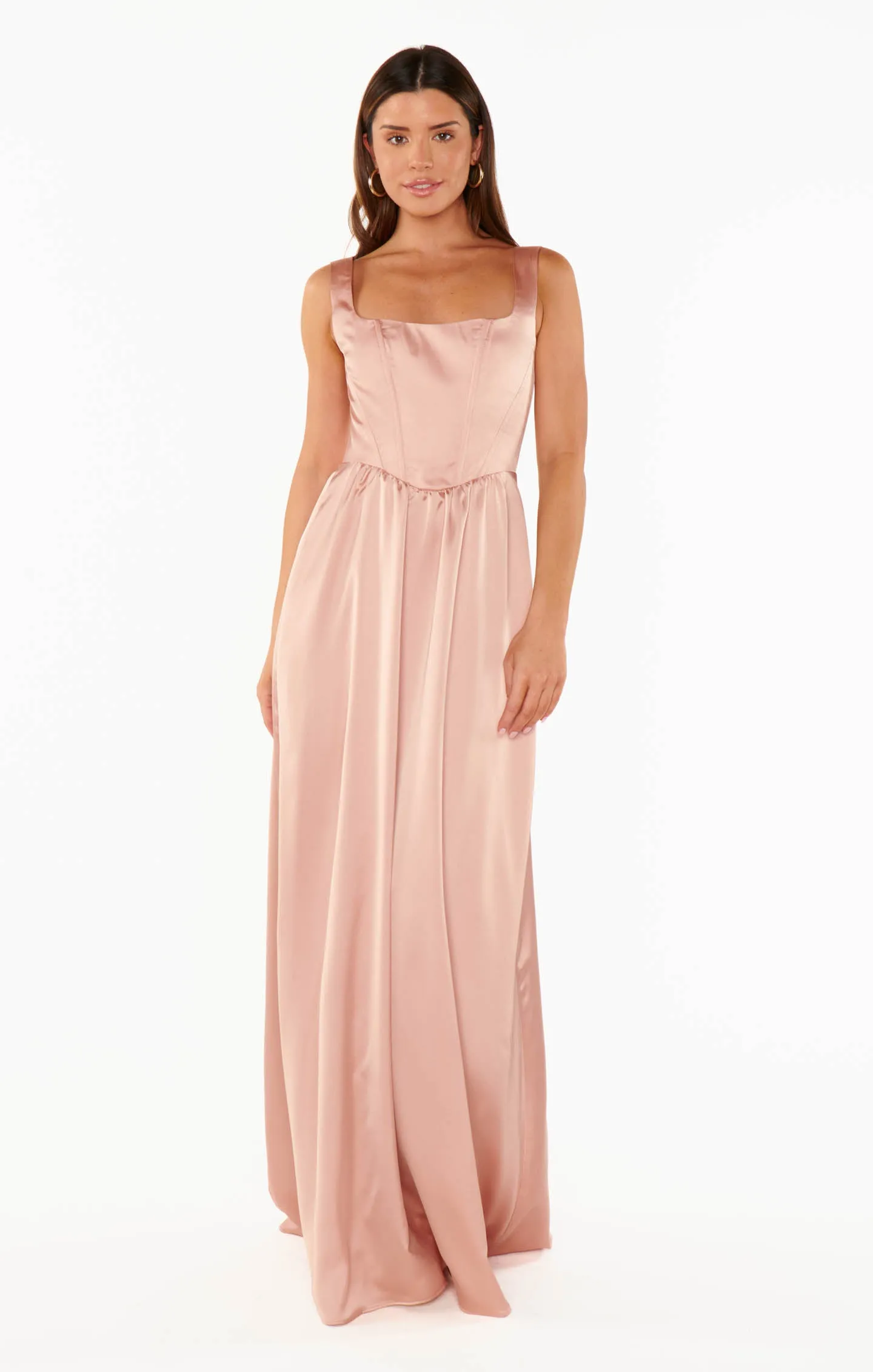 Nina Maxi Dress ~ Rose Gold Luxe Satin