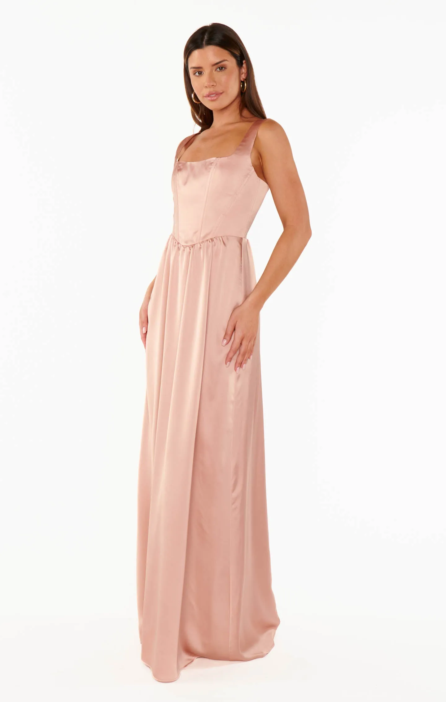 Nina Maxi Dress ~ Rose Gold Luxe Satin