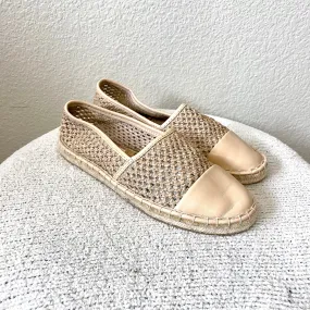 Open Knit Leather Espadrille Flats