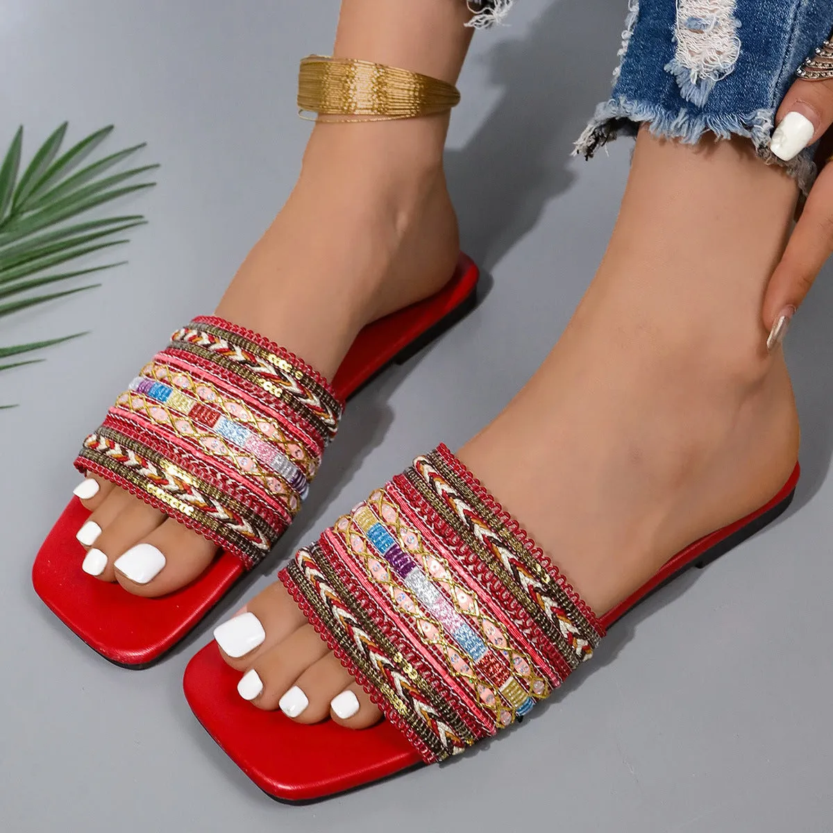 Open Toe Flat Sandals