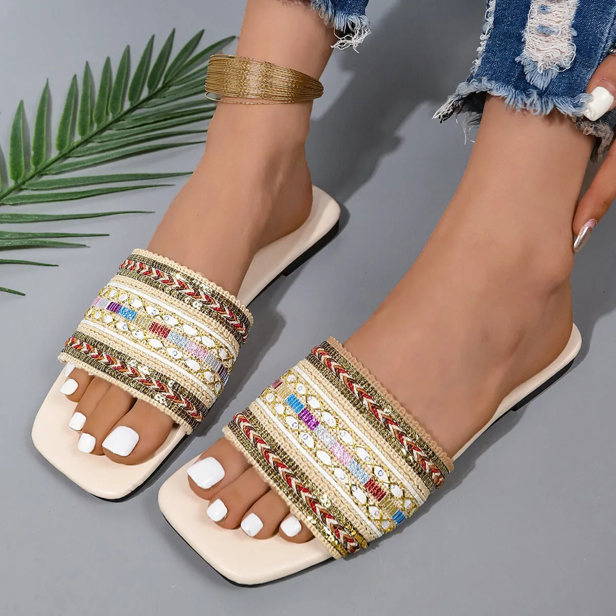 Open Toe Flat Sandals