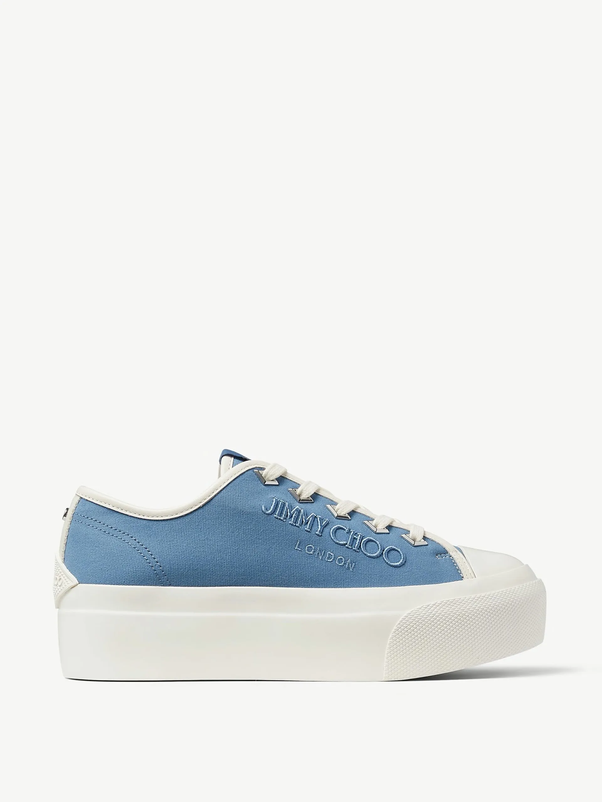 Palma denim and latte canvas platform trainers