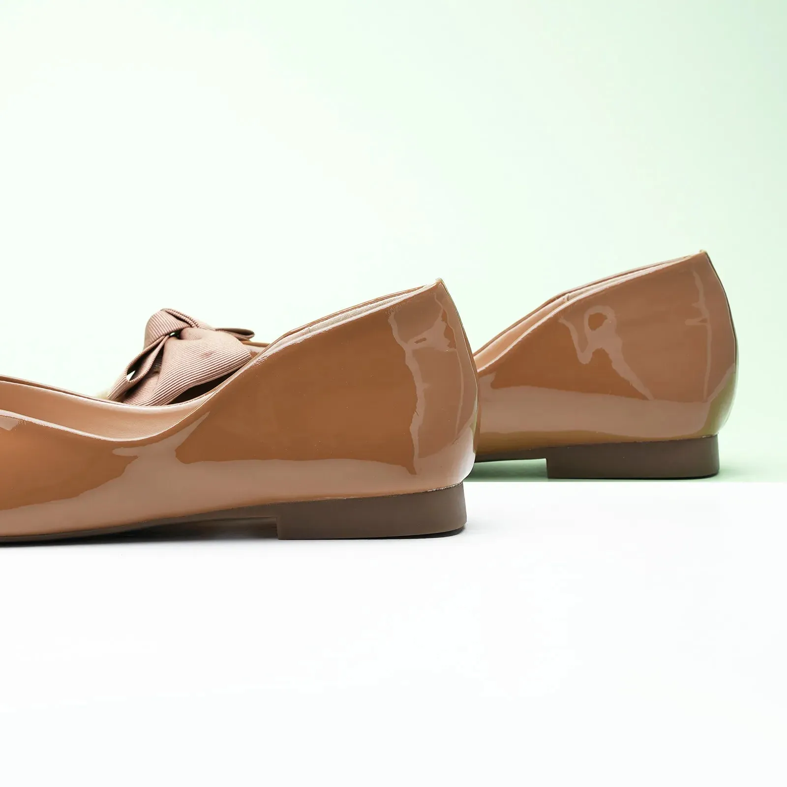 Patent Bow Ballerina Flats (Eva) Brown