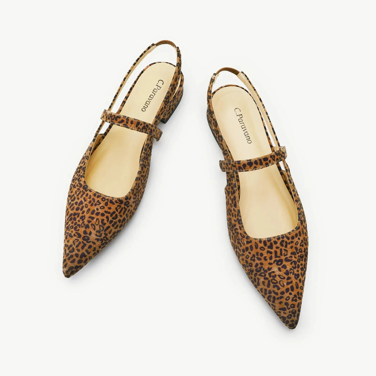 Pointed Toe Slingback Flats (Freya) Leopard