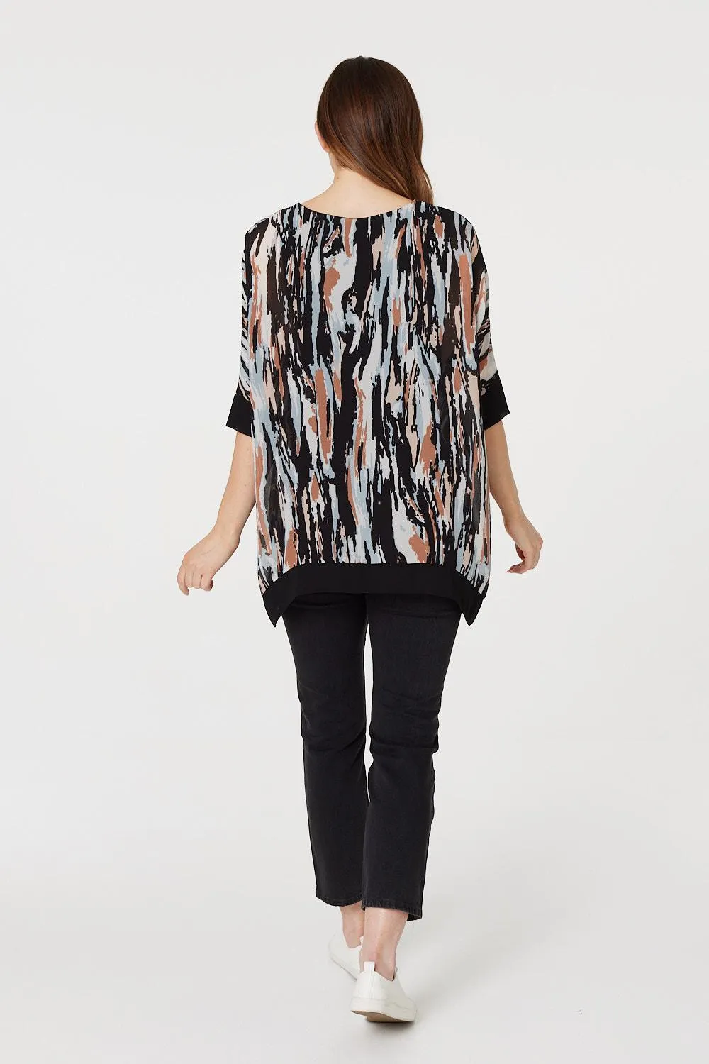 Printed 1/2 Sleeve Blouse Top