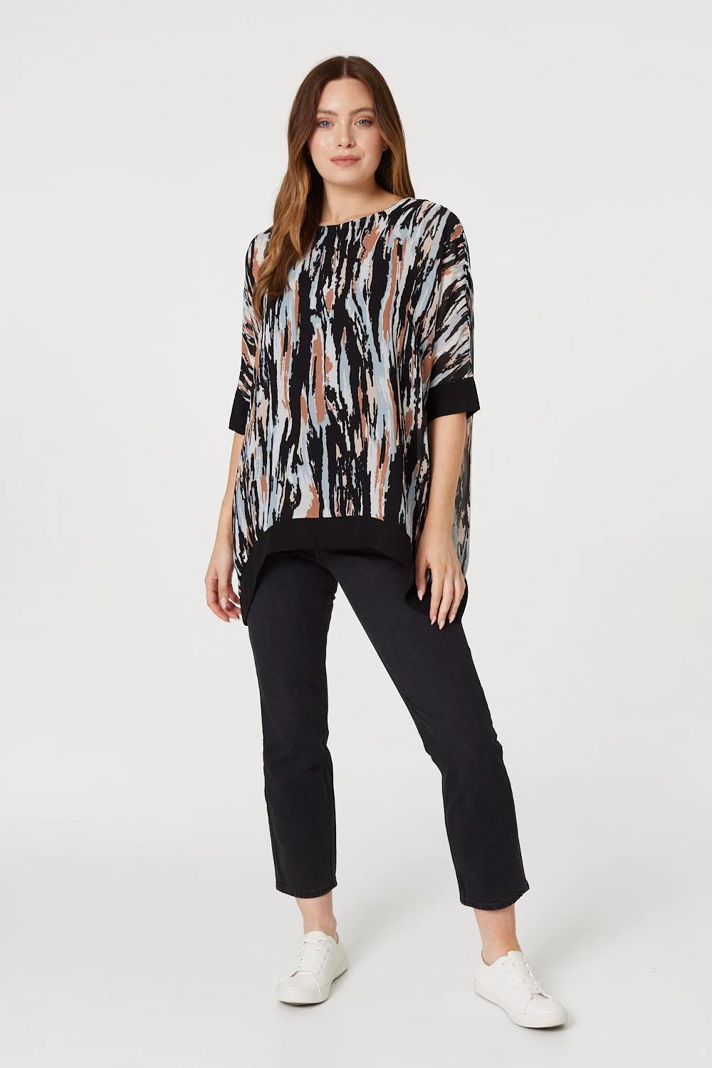 Printed 1/2 Sleeve Blouse Top