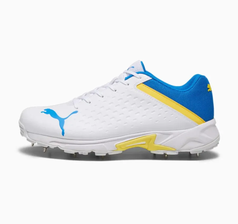 Puma 22.2 Cricket Shoes With Steel Spikes - White/Yellow