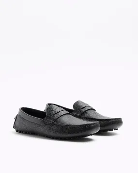 River Island Black Leather Mens Loafers