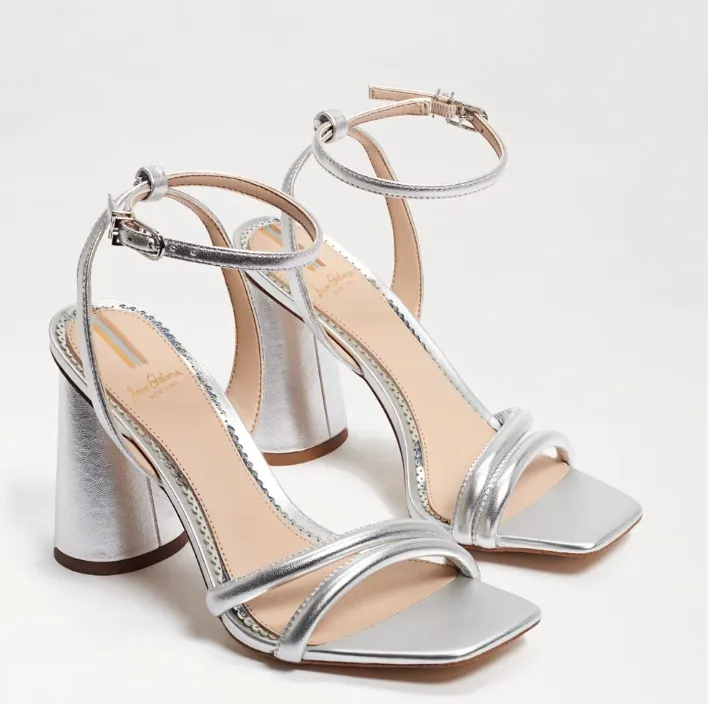 Sam Edelman Kia Block Heel in Soft Silver