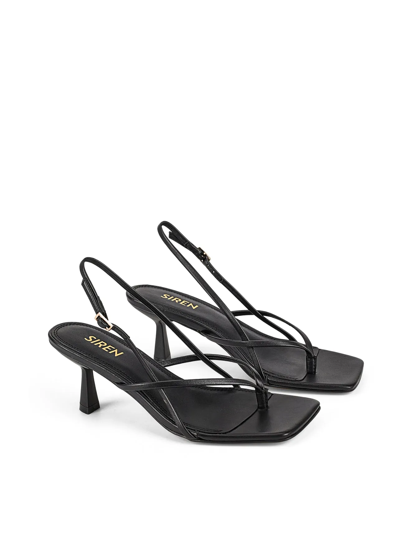 Santorini Strappy Thong Sandal - Black Leather