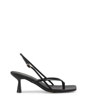 Santorini Strappy Thong Sandal - Black Leather